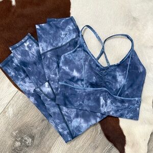 Gymshark Blue Tie-Dye Matching Workout Set